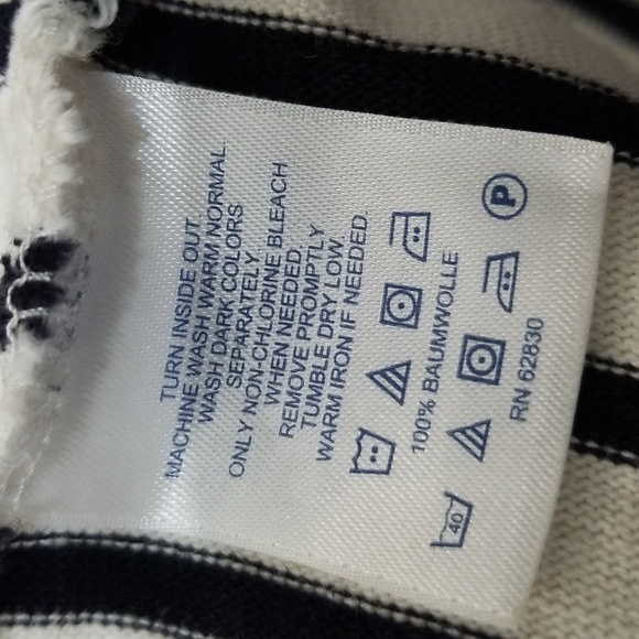 (S) Lands' End Nautical Striped 100% Cotton Sweater Modest Casual Cozy Coastal - Picture 7 of 8